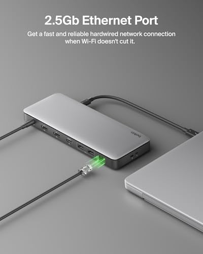 Belkin Connect Thunderbolt™ 4 Dock, 14-in-1 Docking Station 96W w/Triple 4K 60Hz Display Support, 40Gbps Data Transfer, 2.5Gb Ethernet Port, Daisy Chain up to 6 Devices, USB-C Laptop Expansion Hub