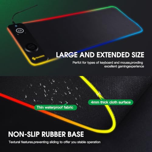 M15WR Wireless Charging RGB Gaming Desk Mat/Mouse pad, 3 in 1 Wireless Charging, 15 RGB Light Modes (Sound Pickup Mode, Power Failure Memory Function), 31.49" x 11.81" Non-Slip Rubber Base