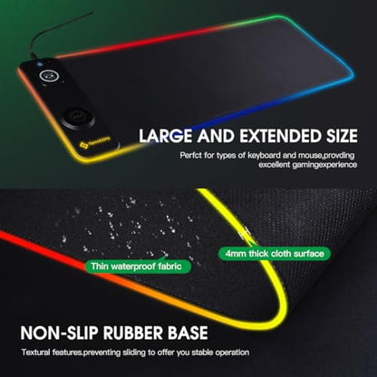 M15WR Wireless Charging RGB Gaming Desk Mat/Mouse pad, 3 in 1 Wireless Charging, 15 RGB Light Modes (Sound Pickup Mode, Power Failure Memory Function), 31.49" x 11.81" Non-Slip Rubber Base