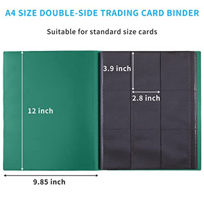 Card Binder, 360 Pockets Upgraded Trading Card Binders, Cards Collection Binder 9 Pocket, Side Loading Yugioh Binder Book Holder for MTG, TCG, Sport, Football, Baseball Collector Cards - Green - color: Green