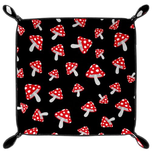 Forest Mushrooms Dice Tray PU Leather Dice Rolling Tray Folding Dice Holder for Dice Games, Like RPG, DND and Other Table Games - color: Multi 4