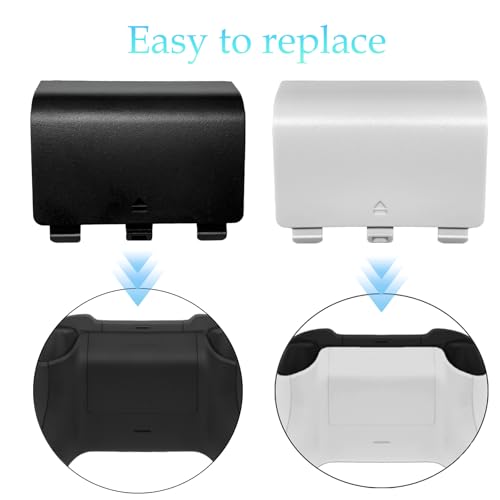 Battery Back Cover for Xbox Series S/X Controller, Battery Cover Door for Xbox Series S/X Controller, Battery Back Shell Repair Part Compatible with Xbox Series X/Series S Controller(2Black+2White) - color: Black&White