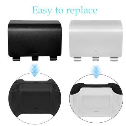 Battery Back Cover for Xbox Series S/X Controller, Battery Cover Door for Xbox Series S/X Controller, Battery Back Shell Repair Part Compatible with Xbox Series X/Series S Controller(2Black+2White) - color: Black&White