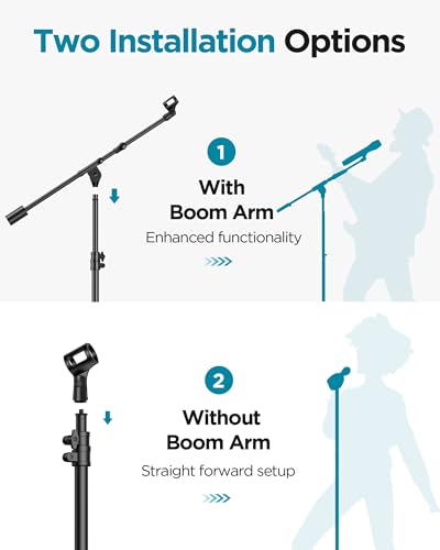 InnoGear Mic Stand Floor Max Height 82.28" Microphone Stand Holder Boom Arm | for Blue Yeti Shure Fifine HyperX, Extendable, Seated to Standing, Stable, For Any Recording Setup, Mini Height 30.82"