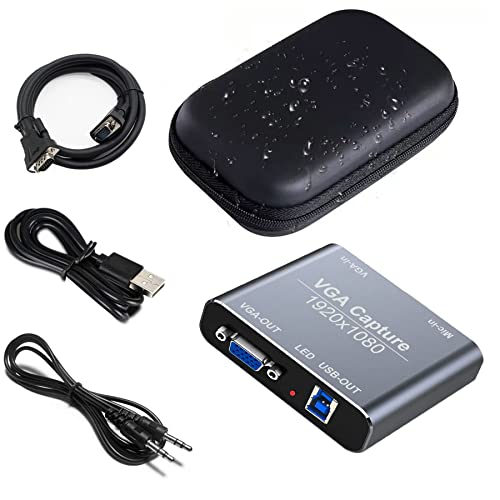 VGA Capture Card, VGA to USB Capture Device with VGA Loopout, Mic Input Support HD 720P Video for Gaming, Streaming, Teaching, Video Conference, Live Broadcasting - color: Grey