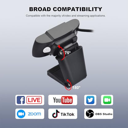 Auto Focus Full HD Webcam 1080P Auto-Light Balance- Pro Web Camera With Dual Digital Microphone USB Computer Webcam For PC Laptop Desktop MAC Video Calling Made For Meetings And Works For Streaming