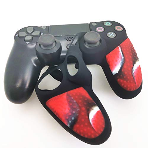 Silicone Skin Cover for Ps4 Slim/Pro DualShock Controller(1pc Anti-Slip Case, 1 Pair L2 R2 Trigger Extender, 4pcs Thumb Grips,4pcs LED Light Bar Protector Decal)(Double Red granular) - color: Double Red granular