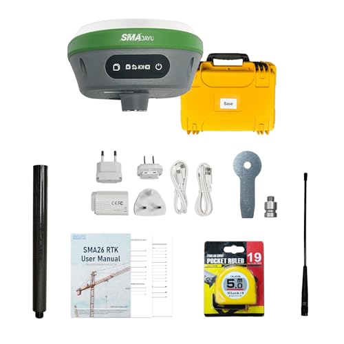SMA26 Pro Base RTK Surveying System Base Station, GNSS Receiver, Tilt Compensation, 4G/WiFi/Bluetooth, IP67 Waterproof, Ideal for Land, Construction, and Forestry Survey (exclude Tripod) - style: SMA26 Pro Base