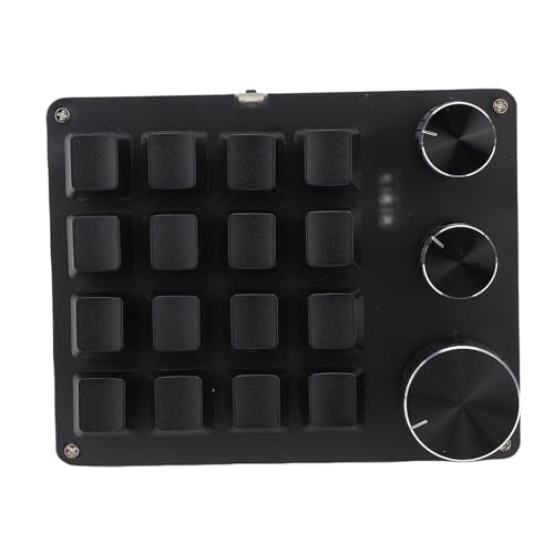 Custom Keypad Macro Pad Programmable 16 Key Wired Small Mechanical Gaming Keyboard for Copying Pasting PS Graphics (Black) - color: Black