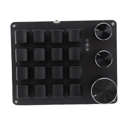 Custom Keypad Macro Pad Programmable 16 Key Wired Small Mechanical Gaming Keyboard for Copying Pasting PS Graphics (Black) - color: Black