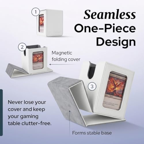Commander Deck Box MTG 100 Card Holder with Display Window White | PU leather, 4 N52 magnets, fits 100 double-sleeved cards, display window, durable, portable, secure closure - color: White, size: 110+