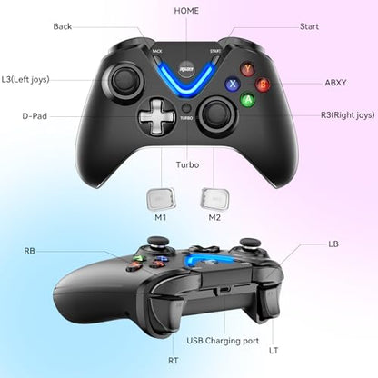 RALAN Wireless Controller with Paddles for Xbox One S/X, Xbox Series S/X, Windows PC, 2.4G Wireless Adapter with 3.5mm Headphone Jack, ALPS Joystick, Hall Effect Sensing Trigger, Rechargeable Battery
