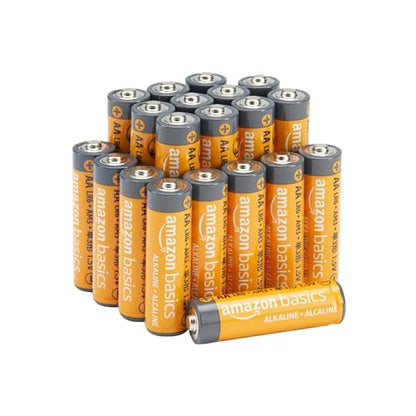 Amazon Basics 20-Pack AA Alkaline Batteries, 1.5 Volt, 10-Year Leak-Free Shelf Life, for Everyday and Household Devices - size: 20 Count (Pack of 1)