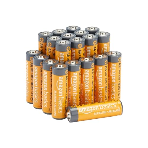 Amazon Basics 20-Pack AA Alkaline Batteries, 1.5 Volt, 10-Year Leak-Free Shelf Life, for Everyday and Household Devices - size: 20 Count (Pack of 1)