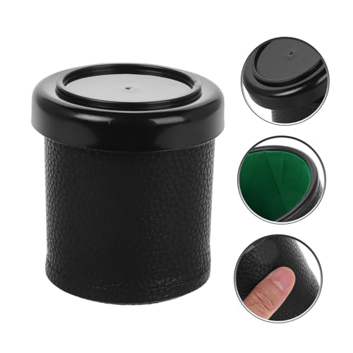 VICASKY 1set Low Noise Dice Cup Set Lid Mute Shaking Dice Holder for Parties Leather Design Comfortable Grip for Social Gatherings and Game