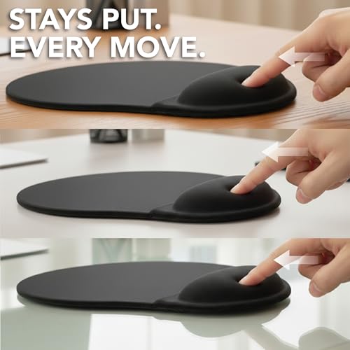 Mr. Pen- Ergonomic Mouse Pad with Wrist Rest | Breathable Fabric with Memory Foam Cushion, Non-Slip Rubber Base, Gel Mouse Pad with Wrist Support - color: Black