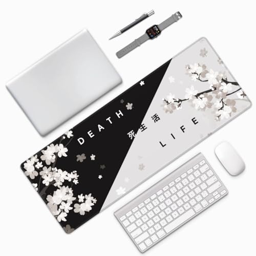 Extended Gaming Mouse Pad, Large Gaming Mouse Waterproof with Stitched Edges, Non-Slip Desktop Pad for Home and Office, Level Up Your 31.5x11.8 Inch… (Black and White Life) - color: Black and White Life