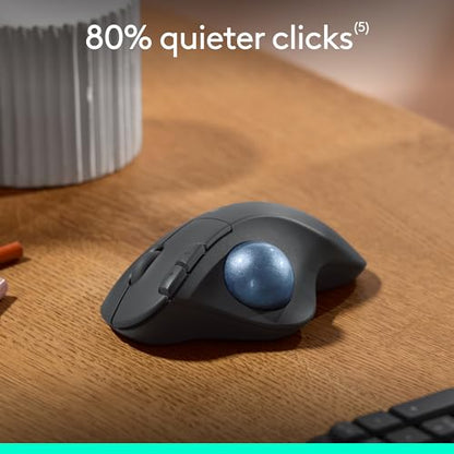 Logitech Ergo M575S Wireless Bluetooth Trackball Mouse - Graphite Blue Ball | Easy thumb control, precise and smooth tracking, Bluetooth and includes Logi Bolt USB receiver, PC Mac compatible - color: Graphite + Blue Ball