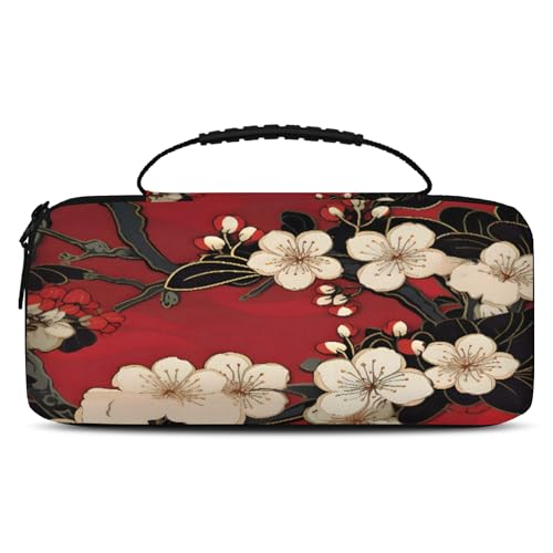 Adornori Red Floral Cherry Blossom Carry Case Compatible with Nintendo Switch 2, with 20 Games Cartridges, Portable Travel Carrying Case Pouch for Accessories & Game Cards - color: Multicolor 10
