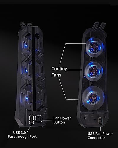 PS5 Cooling Fan (Not for Slim/Pro) High-Efficiency Cooler with USB3.0 | Cooling Fan for PS5, PS5 Accessories with Quiet Cooler Fan, Air Balance Blade, Blue Led Light - style: Space Black