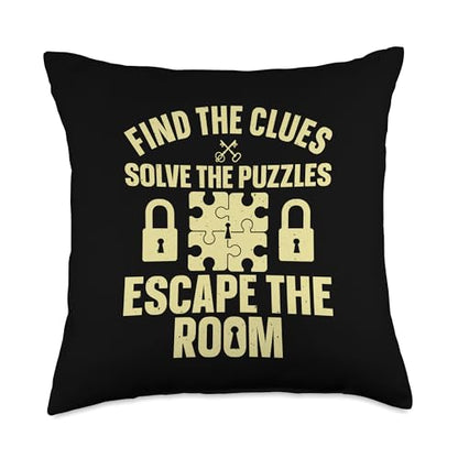 Funny Escape Room Art for Men Women Escape Game Escape Room Throw Pillow - size: 18x18