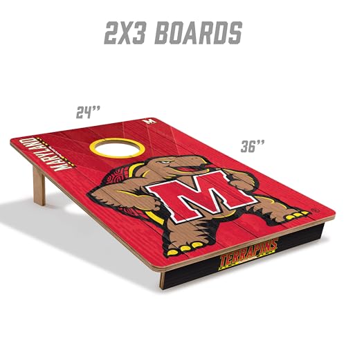 YouTheFan NCAA 2’ x 3’ Wood Cornhole Game with Logo Bags - color: Maryland Terrapins