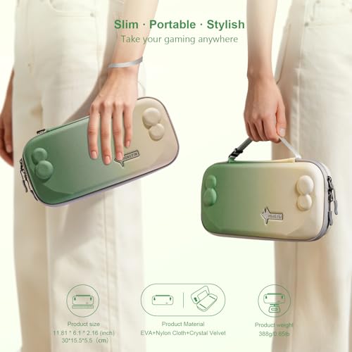 UYIYE Protective Carrying Case Compatible with Nintendo Switch 2 2025, Hard EVA Travel Case with Soft Lining, Anti-Shake Strap, Joystick Protection & 9 Game Card Slots for Switch 2 Console 7.9''-Sage - color: Sage gradient