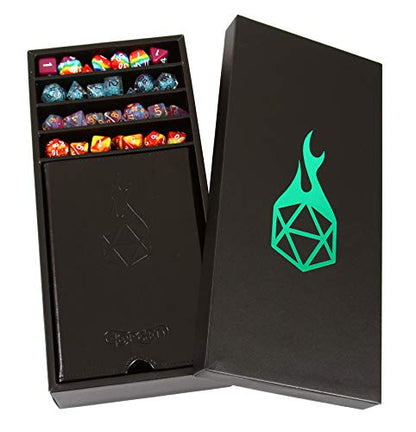 Forged Dice Co. Citadel Dice Tray and Tower - 3 in 1 RPG Dice Storage, Perfect for Tabletop Gaming - color: Green
