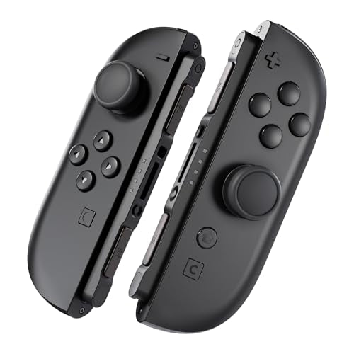 eXtremeRate Replacement 3D Joystick & Thumb Grips & Side Rail Shell Buttons for Nintendo Switch 2 JoyCon, Console Rail Stickers Controller Left Right Analog Stick Thumbsticks Caps for Switch 2 - Black - color: Black