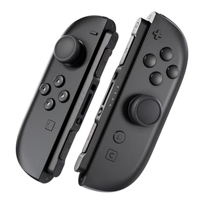 eXtremeRate Replacement 3D Joystick & Thumb Grips & Side Rail Shell Buttons for Nintendo Switch 2 JoyCon, Console Rail Stickers Controller Left Right Analog Stick Thumbsticks Caps for Switch 2 - Black - color: Black