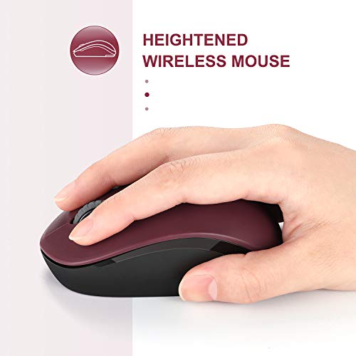 seenda Wireless Mouse for Laptop, 2.4G Noiseless Mouse with USB Receiver - Optical Tracking Portable Computer Mice for Chromebook, PC, Tablet, Windows System, 24 Months Battery Life - Red&Black - color: Red and Black