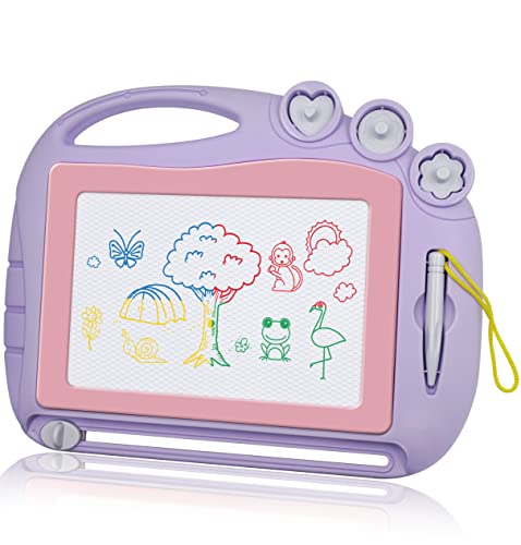 AiTuiTui Magnetic Drawing Board Toddler Toys for Girls Gifts, Erasable Sketch Writing Doodle Pad Travel Games for Kids in Car, Early Education Learning Skill Development Toys for Kids Toddlers - color: Purple
