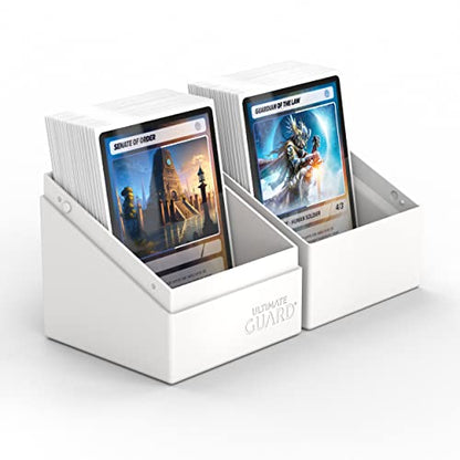 Ultimate Guard Boulder Solid 100+, Deck Case for 100 Double-Sleeved TCG Cards, White, Secure & Durable Storage for Trading Card Games, No Transparency - color: White