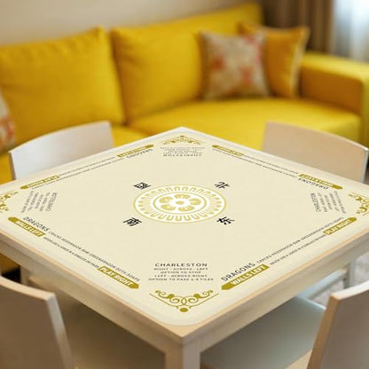 Mahjong Mat 32.4” x 32.4”, 3mm Thick Non-Slip Rubber Back Mahjong Table Mat, Noise Reduction Waterproof Mahjong Game Mat for Table, Mahjong Tile Mat for Cards, Dominoes & Board Games - color: Champ