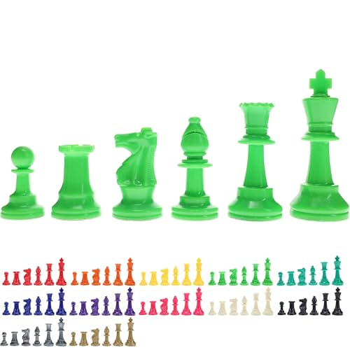 WE Games Color Bright Plastic Staunton Tournament Chess Pieces with 3.75 in. King - Half Chess Set of Chess Pieces Only, Neon Green - color: Neon Green