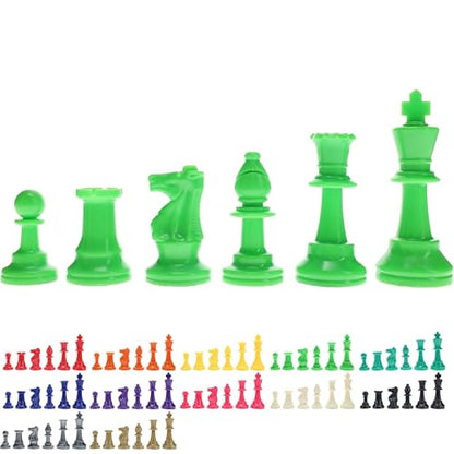 WE Games Color Bright Plastic Staunton Tournament Chess Pieces with 3.75 in. King - Half Chess Set of Chess Pieces Only, Neon Green - color: Neon Green