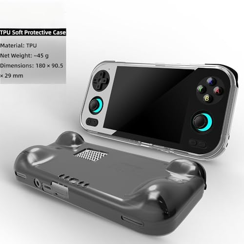 Tuvzylory Protective Case compatible with Anbernic RG476H, Clear Shockproof Handheld Game Console Cover with Ergonomic Grip for Travel & Gaming (Clear Black) - color: Clear Black