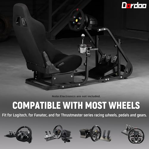 Dardoo Racing Simulator Cockpit with Seat Fit for Logitech G25 G27 G923 | for Thrustmaster T150, for Fanatec, Steering Wheel Cockpit, Not Include Wheel, Pedal and Shifter
