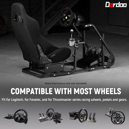 Dardoo Racing Simulator Cockpit with Seat Fit for Logitech G25 G27 G923 | for Thrustmaster T150, for Fanatec, Steering Wheel Cockpit, Not Include Wheel, Pedal and Shifter