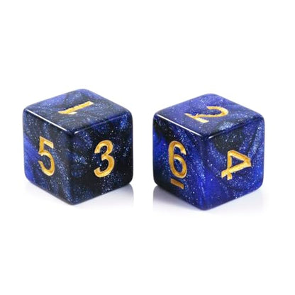 10 Pieces Polyhedral Dice Set D6 Dice 16mm Acrylic 6 Sided Dice Game Dice for Dungeons and Dragons RPG MTG DND Dice Table Games (Starry Blue Black) - color: Starry Blue Black