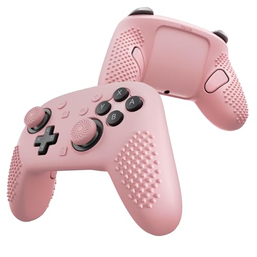 PlayVital Silicone Cover Skin for Nintendo Switch 2 Pro Controller – 3D Studded Edition Anti-Slip Grip Protector Case for Switch 2 Pro with Button Cap, Thumb Grips & Sticker - Cherry Blossoms Pink - color: Cherry Blossoms Pink