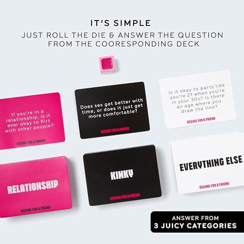 Asking for A Friend by Relatable, Great Card Games for Game Night, Bachelorette Party Favors for Social Gatherings, and Friendly Icebreakers, Includes 300 Cards and 1 Die - style: Asking For A Friend