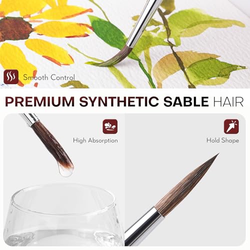 Professional Sable Hair Detail Paint Brush Set - 6 Miniature Art Brushes for Fine Detailing & Art Painting - Acrylic, Watercolor, Oil - Miniatures, Models, Red - color: Red