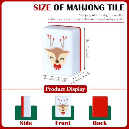 160 Pcs Christmas American Mahjong Set Only, 1.2 x 0.87 Inches Red Back Melamine Mahjong Tiles, Hand Carved Pattern for Adult Mah Jong Social Games, Mah Jong Lovers - style: Stylish