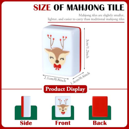 160 Pcs Christmas American Mahjong Set Only, 1.2 x 0.87 Inches Red Back Melamine Mahjong Tiles, Hand Carved Pattern for Adult Mah Jong Social Games, Mah Jong Lovers - style: Stylish