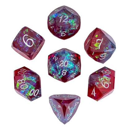 7PCS DND Dice Set,Transparent Sharp Edge Dice Set D&D RPG Polyhedral Die,for Dungeons and Dragons TTRPG Games Roleplaying Games,with Gift Box(Galaxy Blue and Red) - color: Galaxy Blue and Red