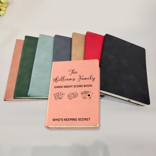 Personalized Game Night Score Book, Board Game Score Book Personalized Leather Journal, Game Night Notebook, Who Is Keeping Score Notebook For Family, Couples, Grandparents, Board Game Lover (Khaki)