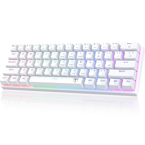 60% Wired Mechanical Gaming Keyboard with Red Switches, LED Backlit | 61 Keys Ultra-Compact Mini Portable Office Keyboard for PC/Mac/Xbox, 18 LED Backlight, Easy to Carry On Trip, White - color: White
