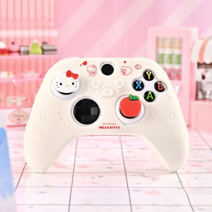 Kuitmor Controller Cover Skin for Xbox Series X/S,Soft Silicone Anti-Slip Protective Cover Skin Case Compatible with Xbox Controller with 2 Thumb Grip Caps and 1 Sticker (Beige Hello Kitty) - color: Beige Hello Kitty