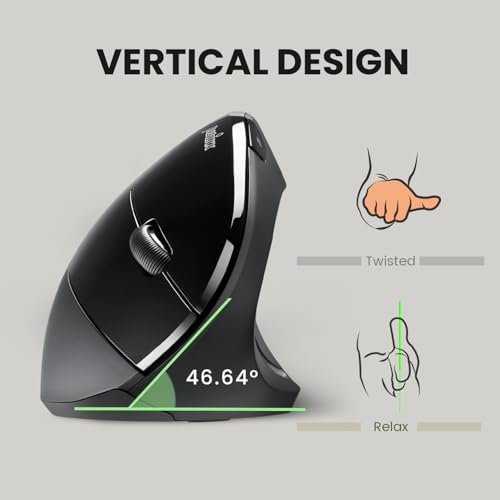 Perixx PERIMICE-713 Wireless Ergonomic Vertical Mouse - 800/1200/1600 DPI - Right Handed - Recommended with RSI User - style: Wireless